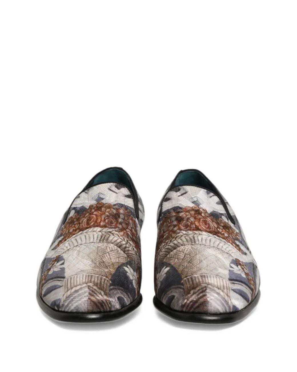 Dolce & Gabbana White Floral-Tapestry Embroidered Loafers for men
