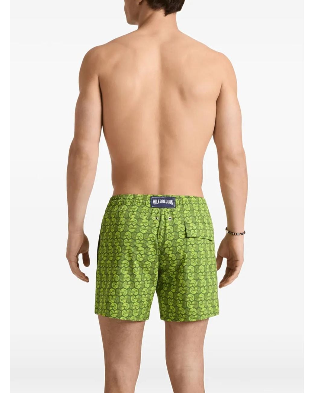 Vilebrequin Green Chameleon-Print Swim Shorts for men