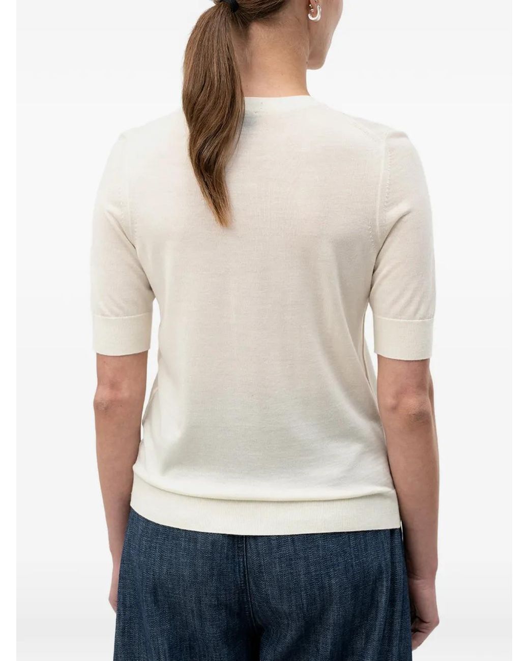 Boss White Slim-Fit Short-Sleeved Sweater