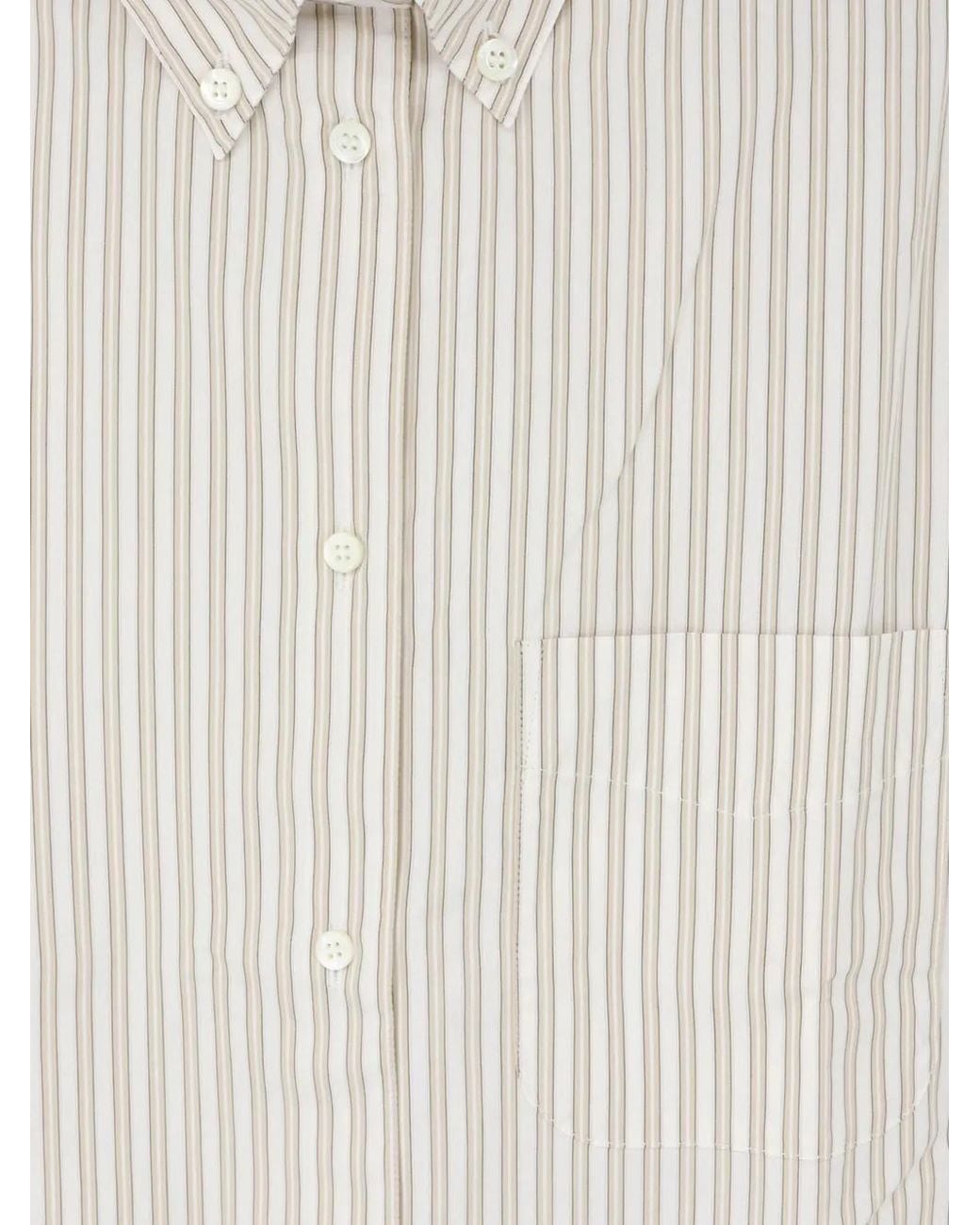 Aspesi White Striped Button-Down Shirt