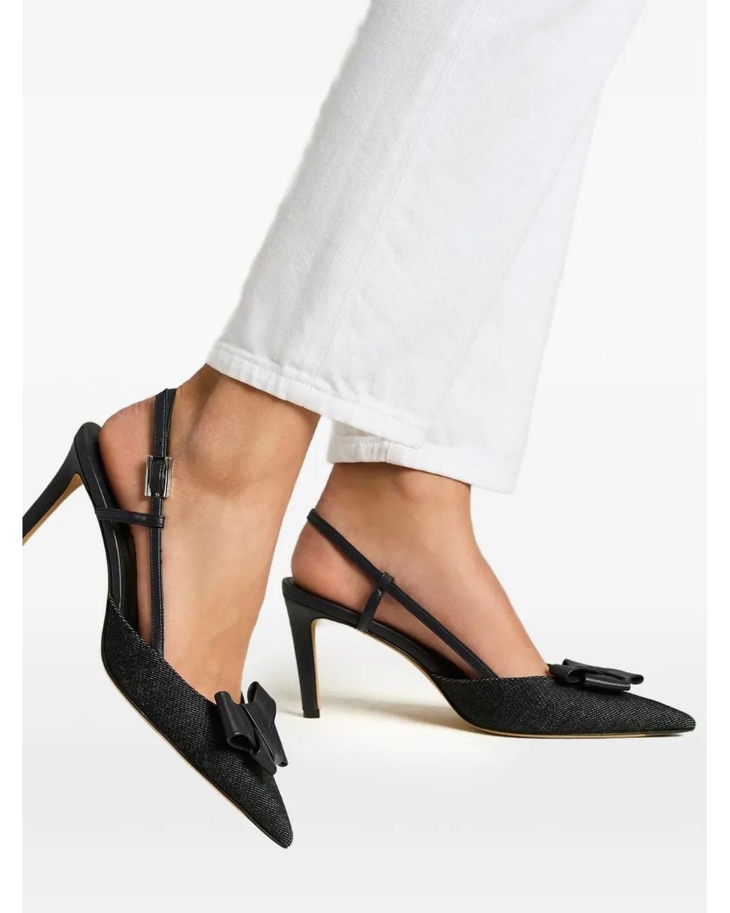 Kiton Black Bow-Detail Slingback Pumps