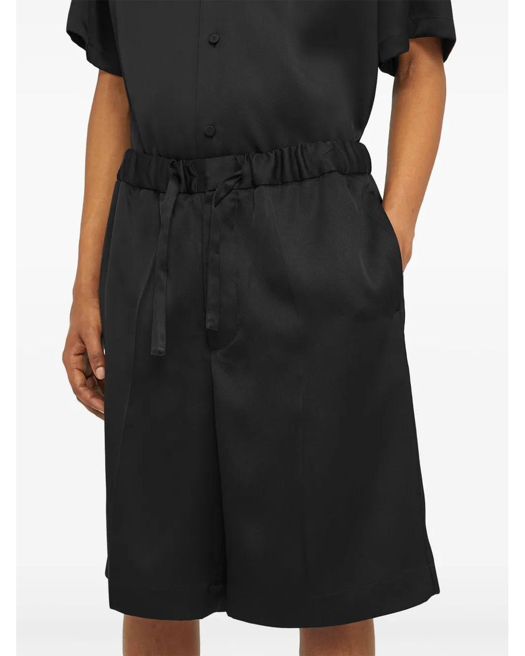 Jil Sander Black Drawstring-Waist Shorts for men