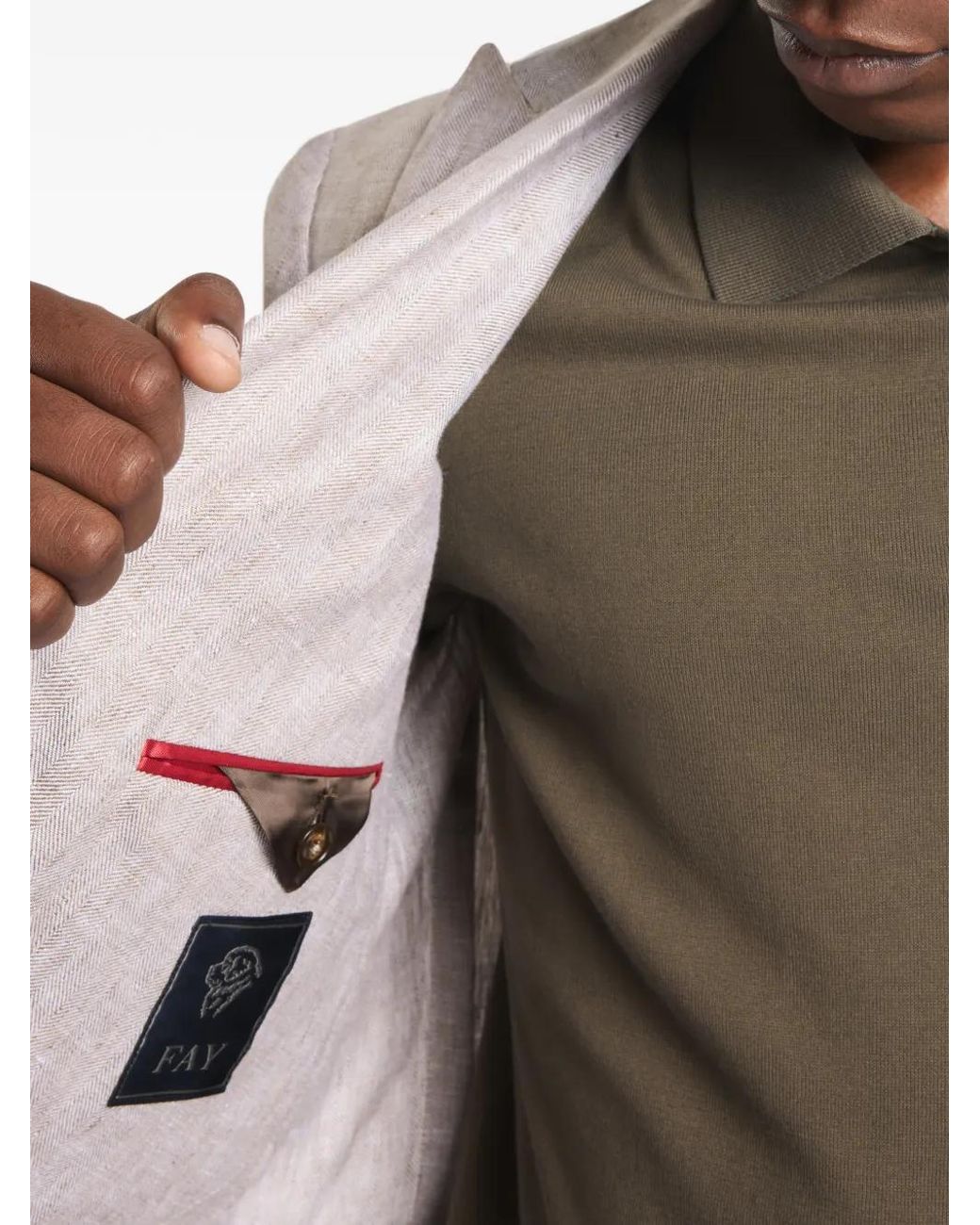 Fay White Double-Breasted Peak-Lapel Jacket for men