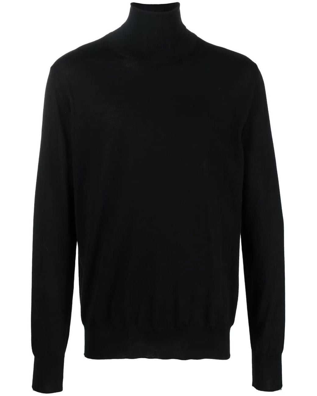 Jil Sander Black Fine-Knit Roll-Neck Jumper for men