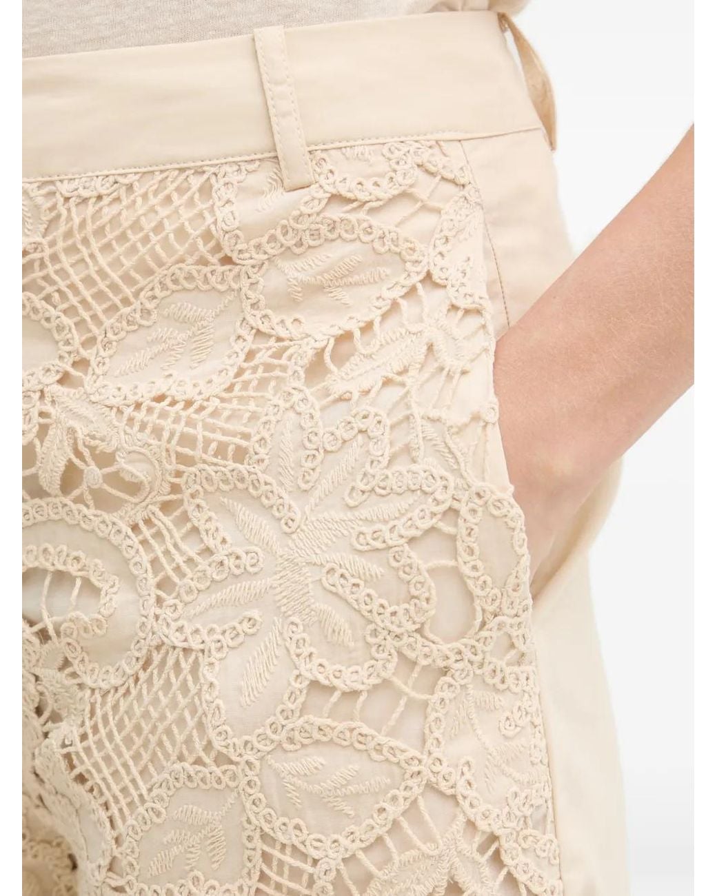 Sisley Natural Pantalon Court En Guipure