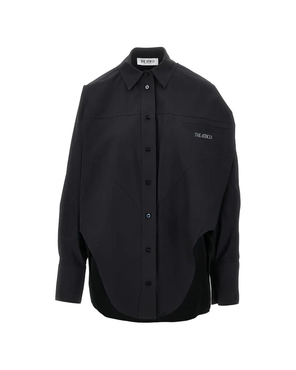The Attico Blue Embroidered-Logo Cotton Top