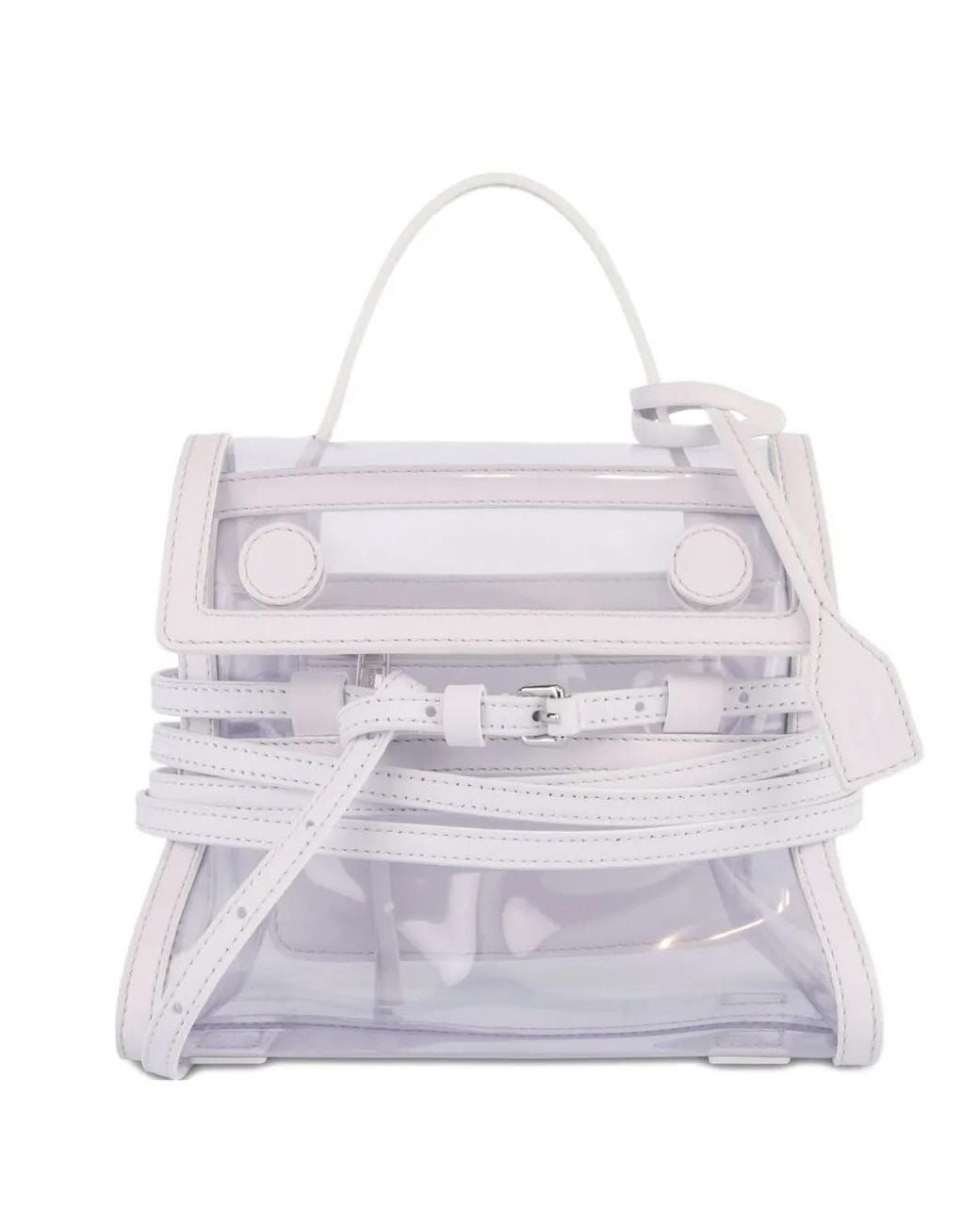 Moschino White Tie Me Small Tote Bag