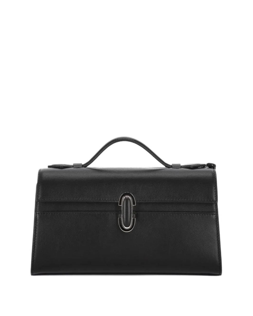 SAVETTE Black Cabas En Cuir À Fermoir Loquet