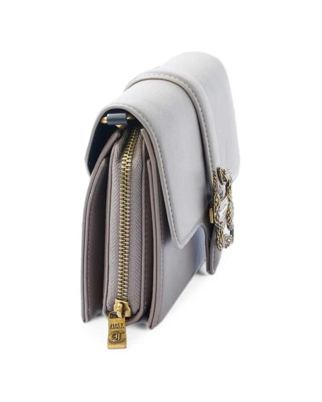 Just Cavalli Gray Iconic Snakes Chain Mini Bag