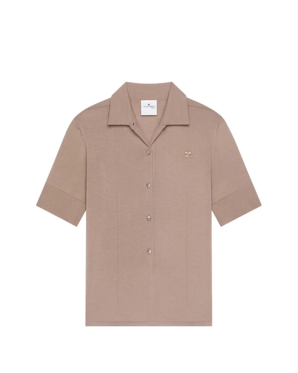 Courreges Natural Merino Wool Polo Top