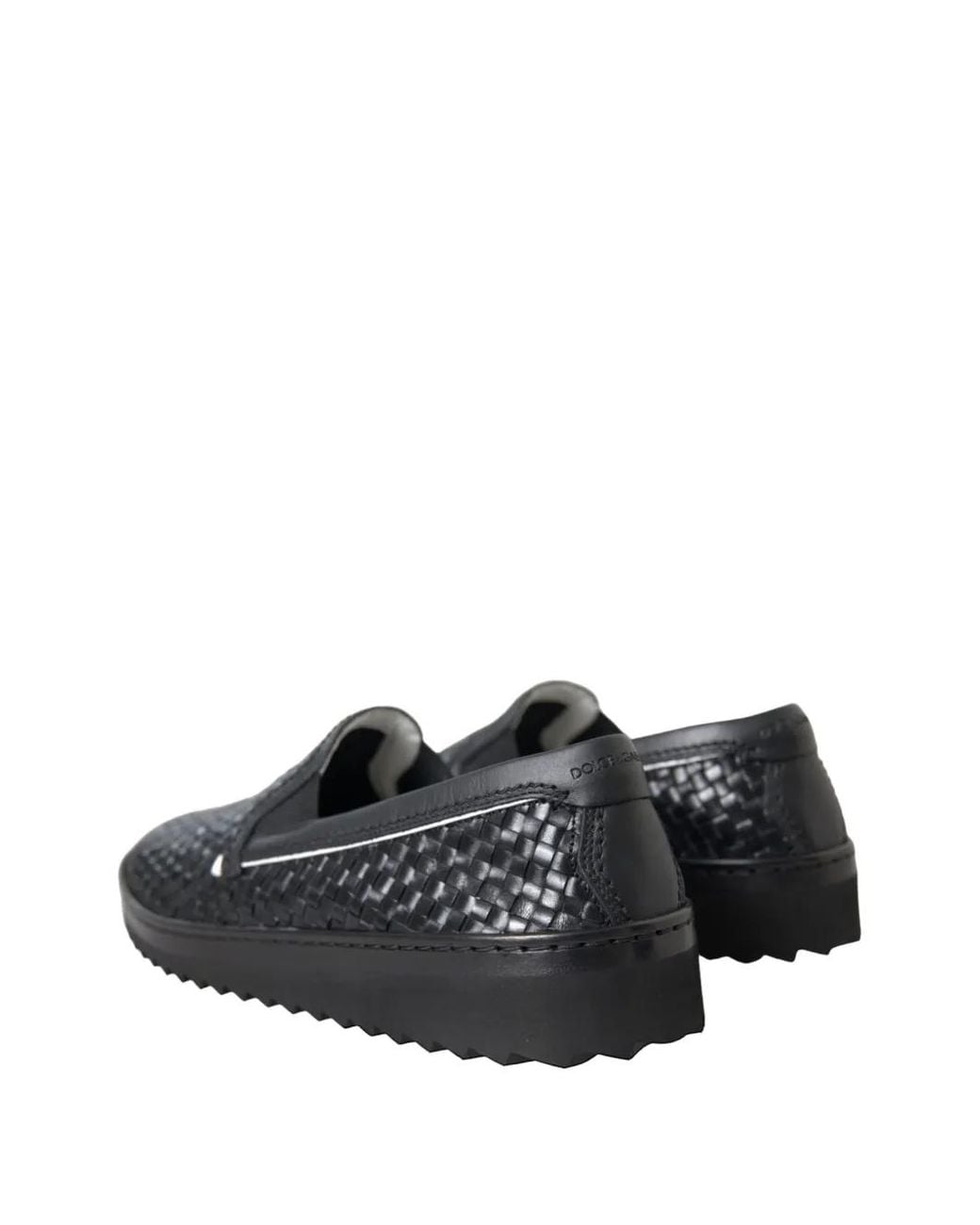 Dolce & Gabbana Black Woven Leather Loafers for men
