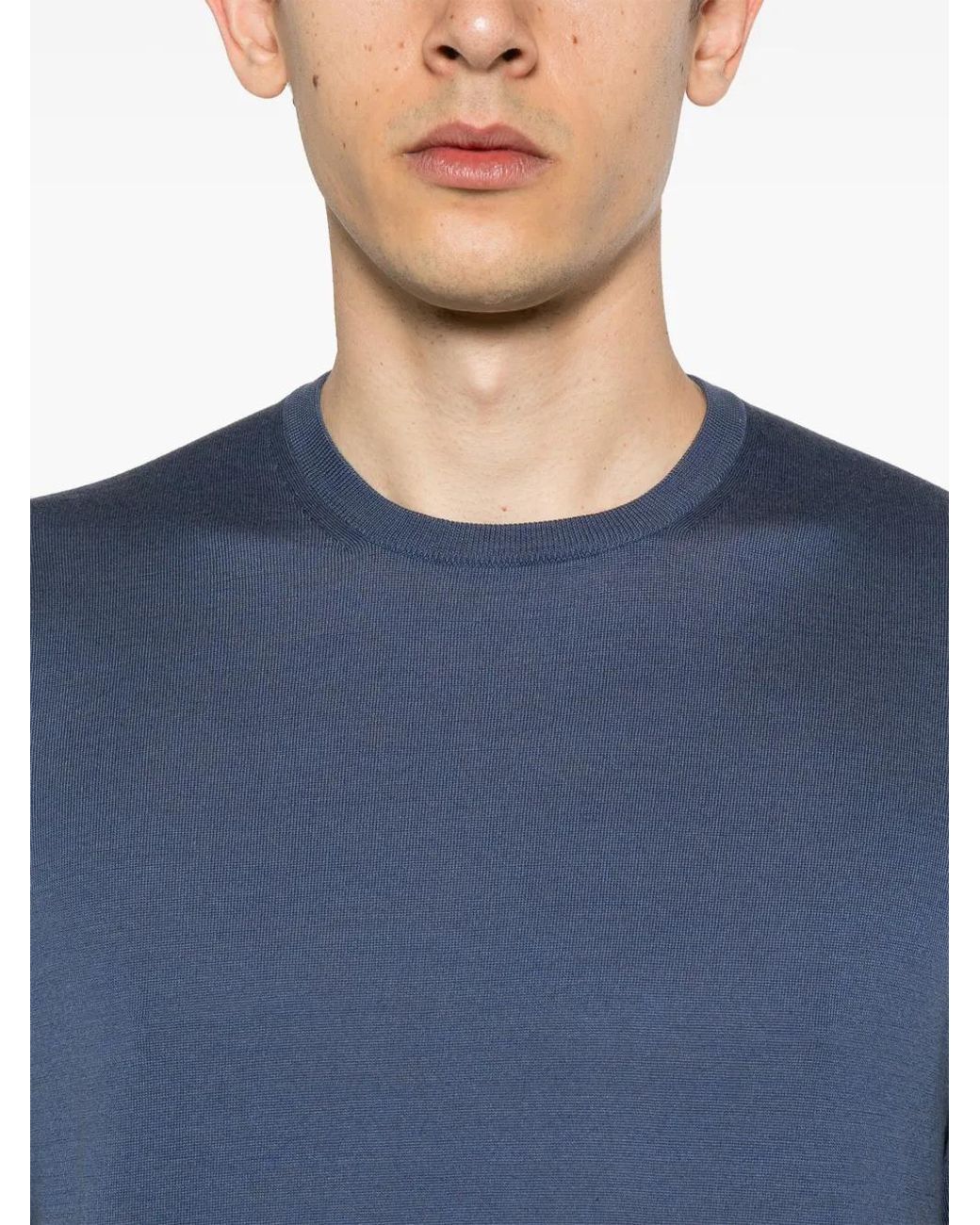 Tagliatore Blue Crew-Neck Jumper for men