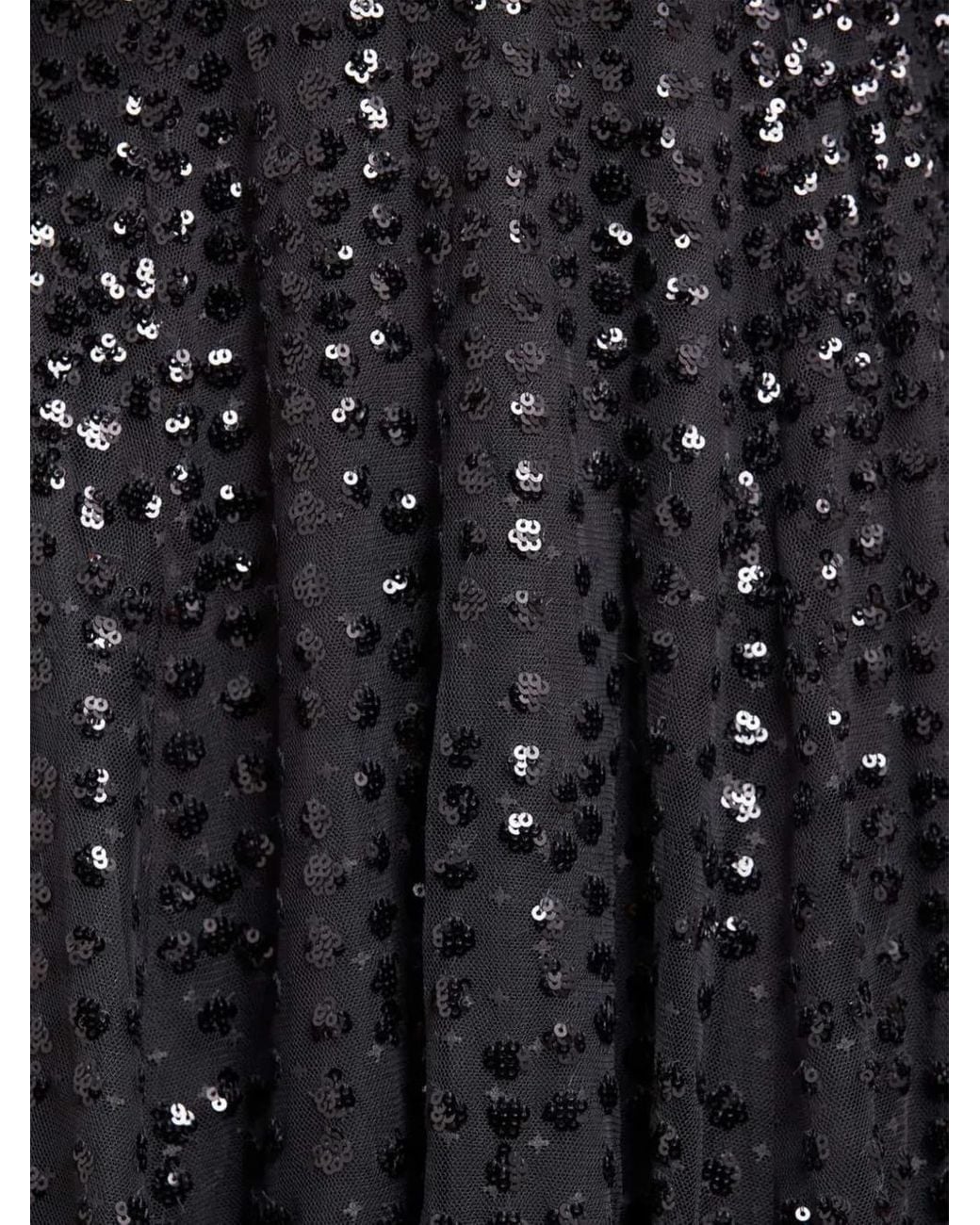 Needle & Thread Black Raindrop Cape-Detail Midi Dress