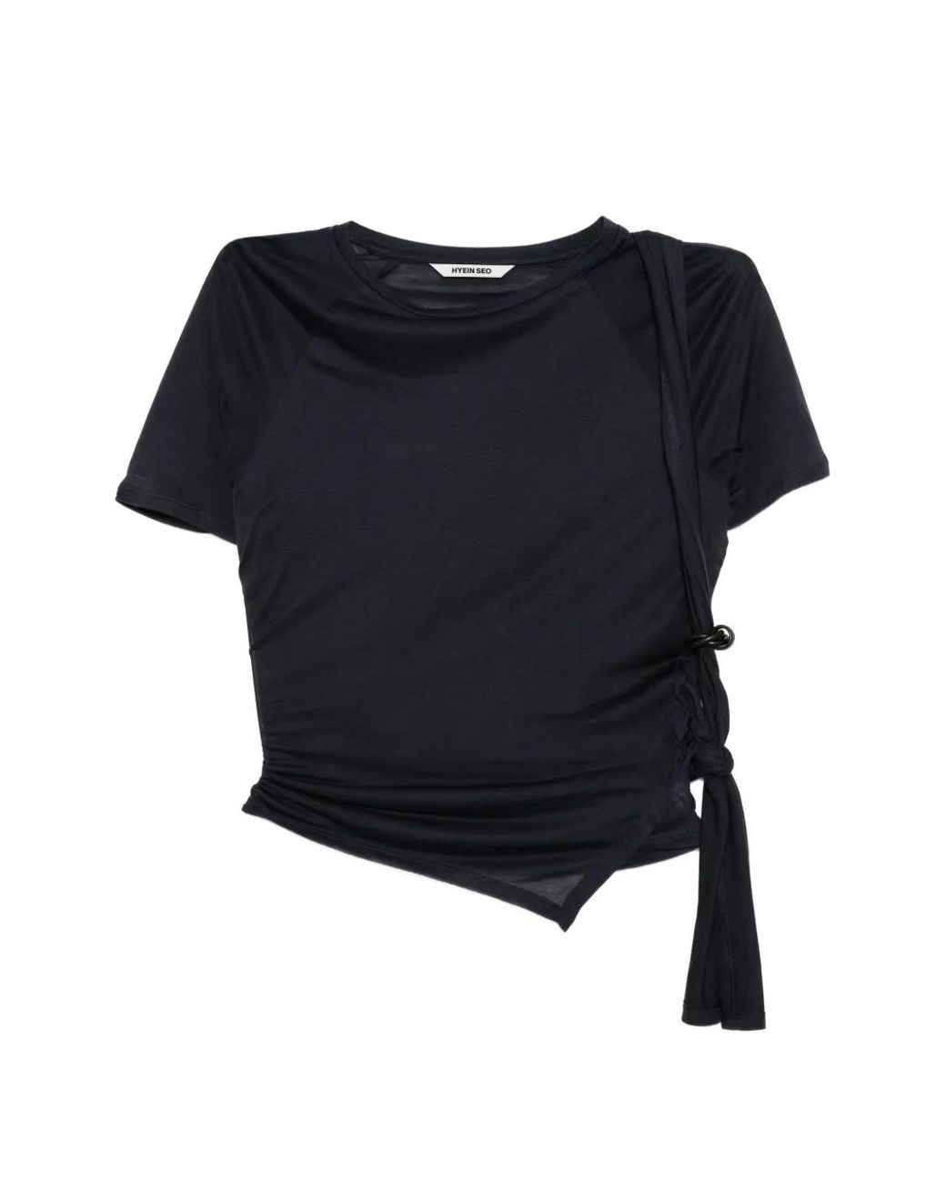 Hyein Seo Black Tied Asymmetric T-Shirt