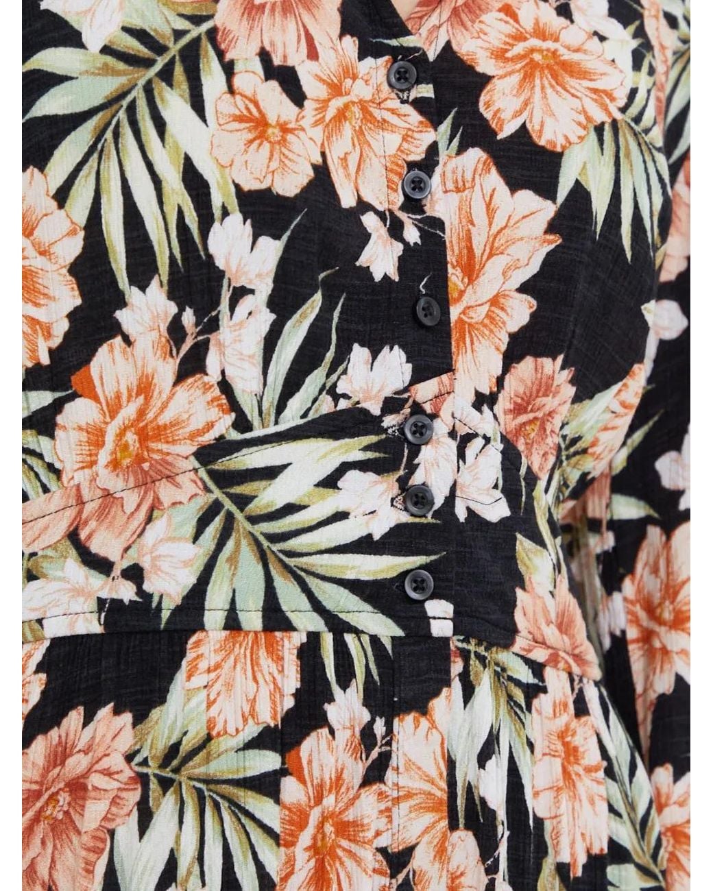 Rip Curl White Floral-Print Button-Up Midi Dress