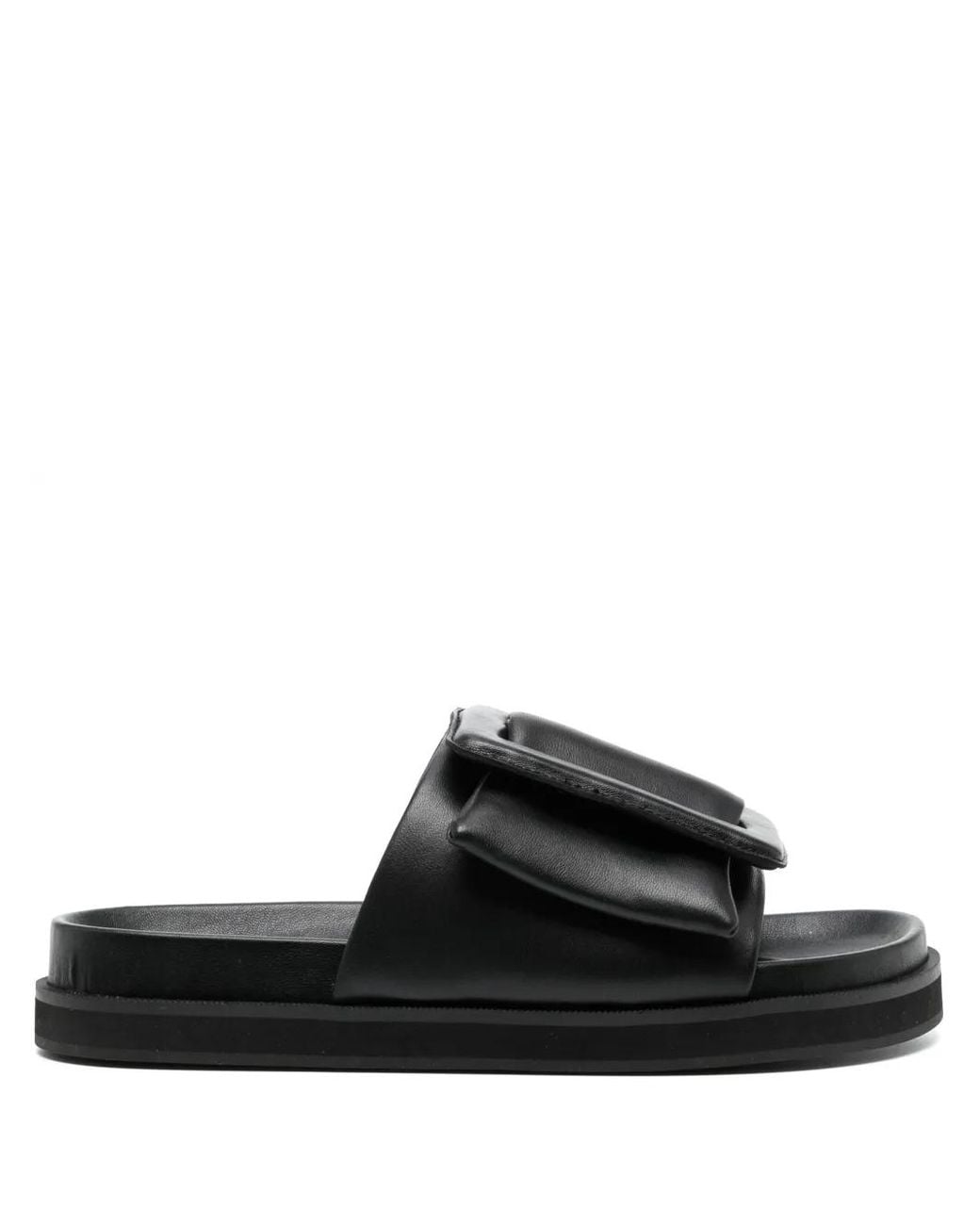 Senso Black Nola Buckle-Strap Leather Sandals
