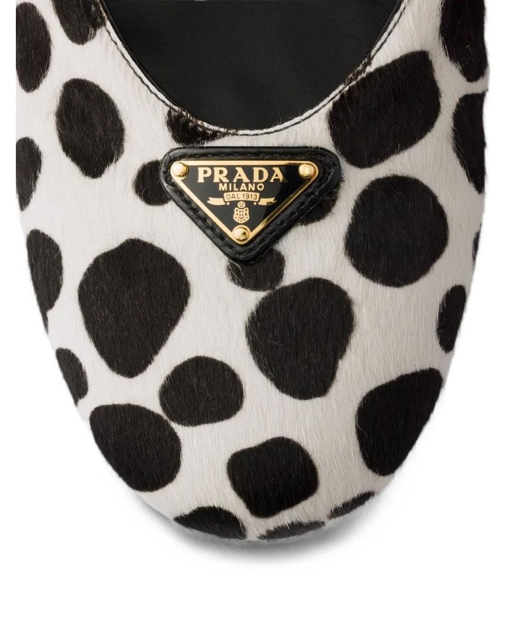 Prada White Printed Leather Ballerinas