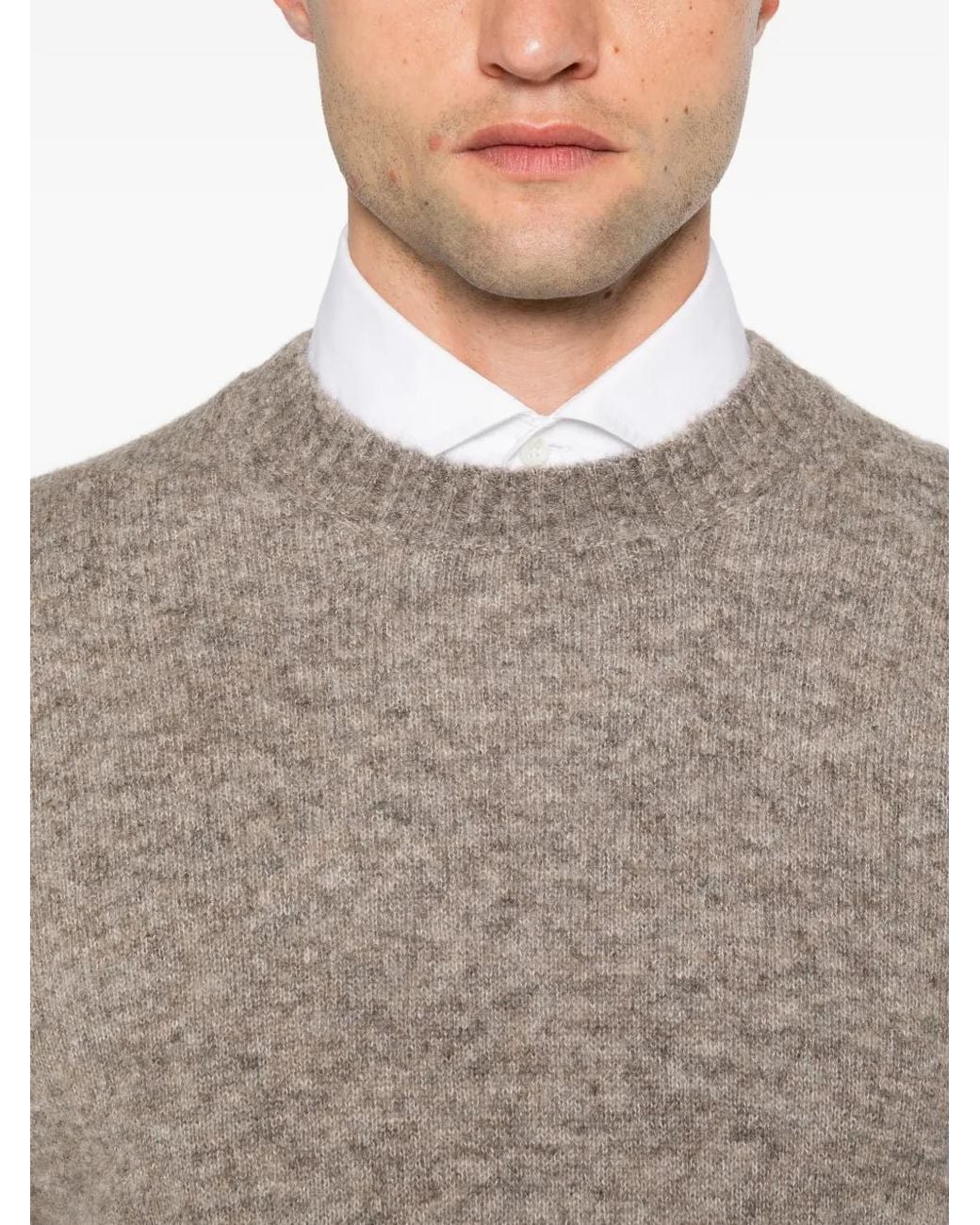 Brunello Cucinelli Brown Crew-Neck Knitted Sweater for men