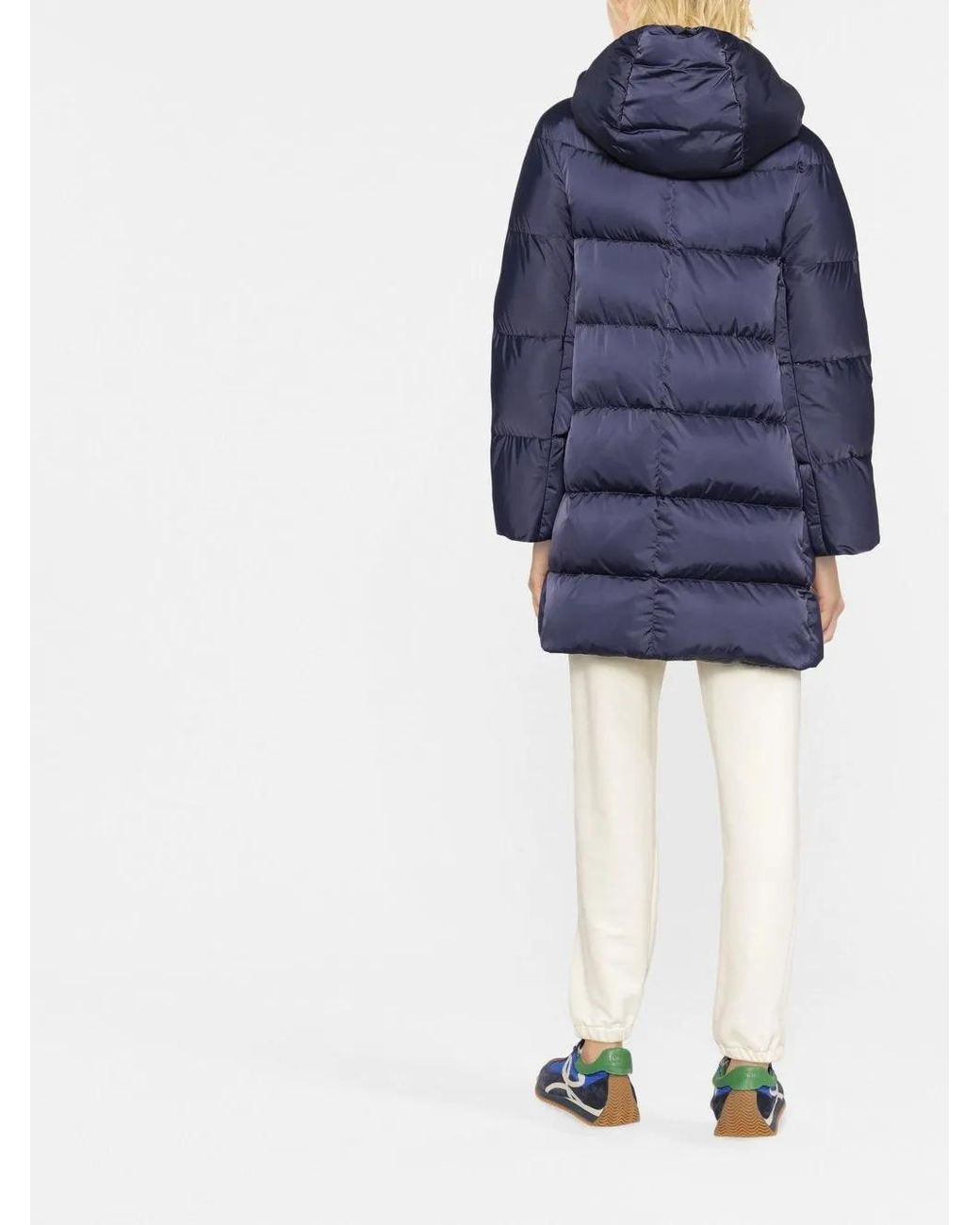 Herno Blue Long Puffer Coat With Buttons