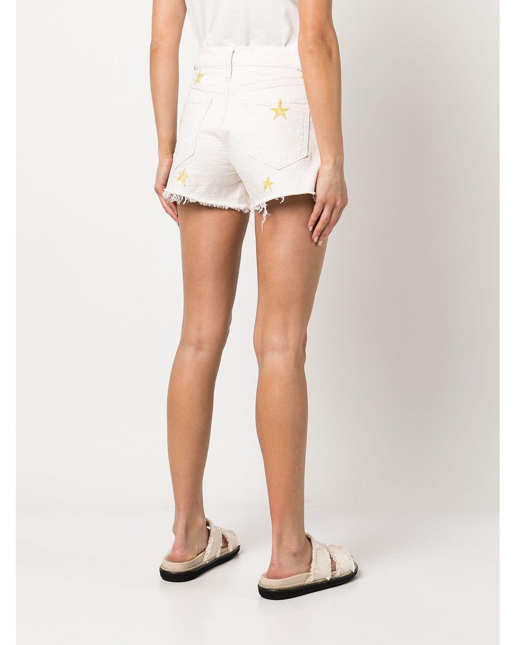 Mother Tomcat Kick Fray Denim Shorts in 