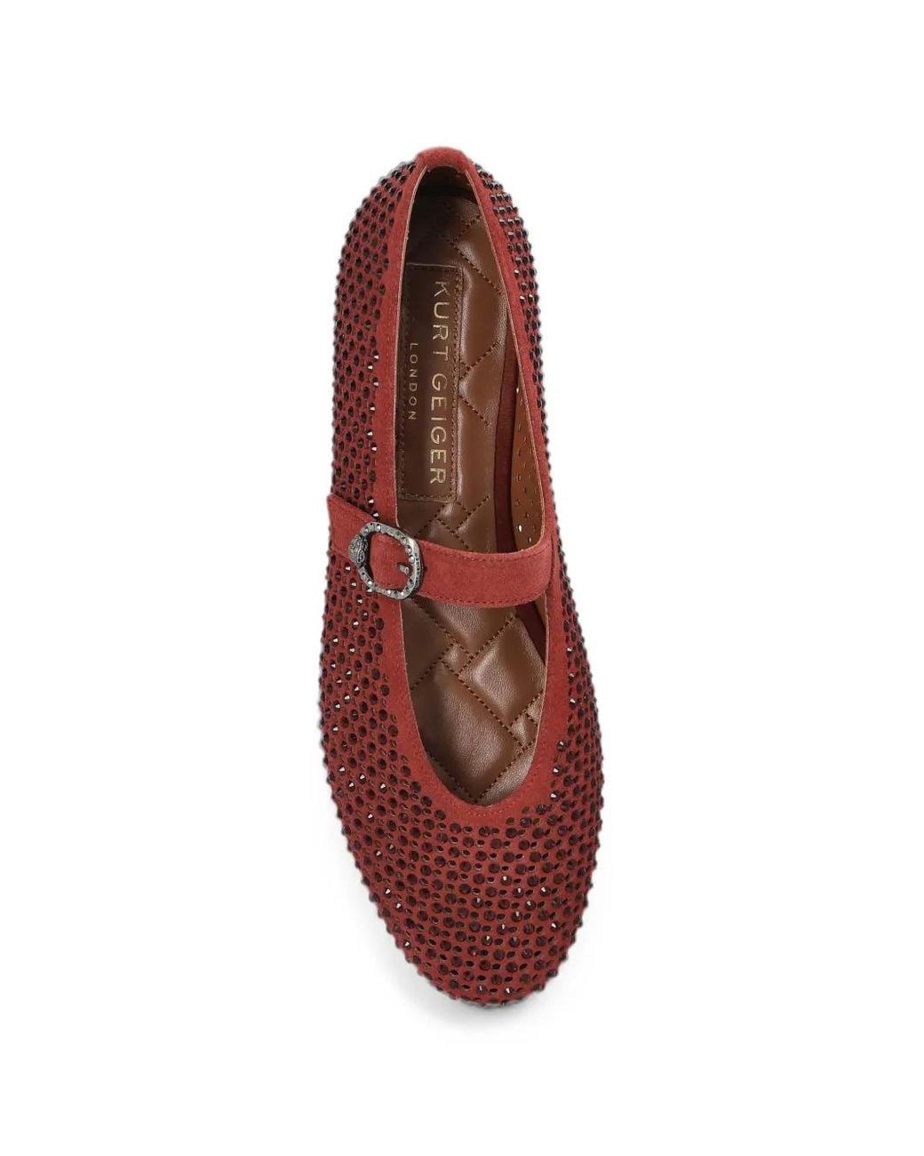Kurt Geiger Red Mayfair Crystal-Embellished Ballet Flats