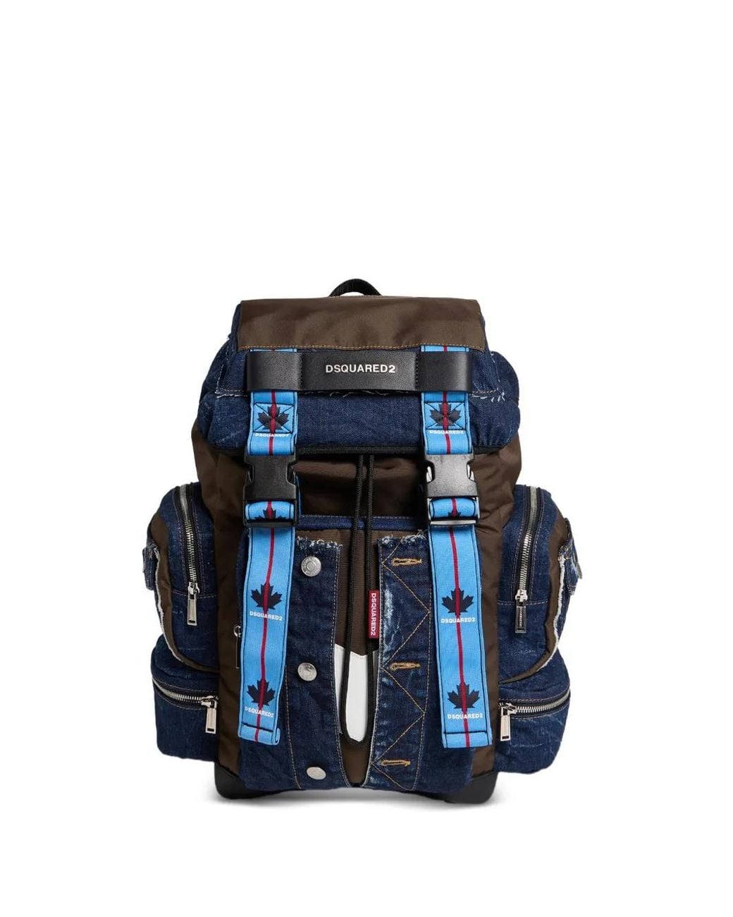 DSquared² Blue Panelled Denim Backpack for men