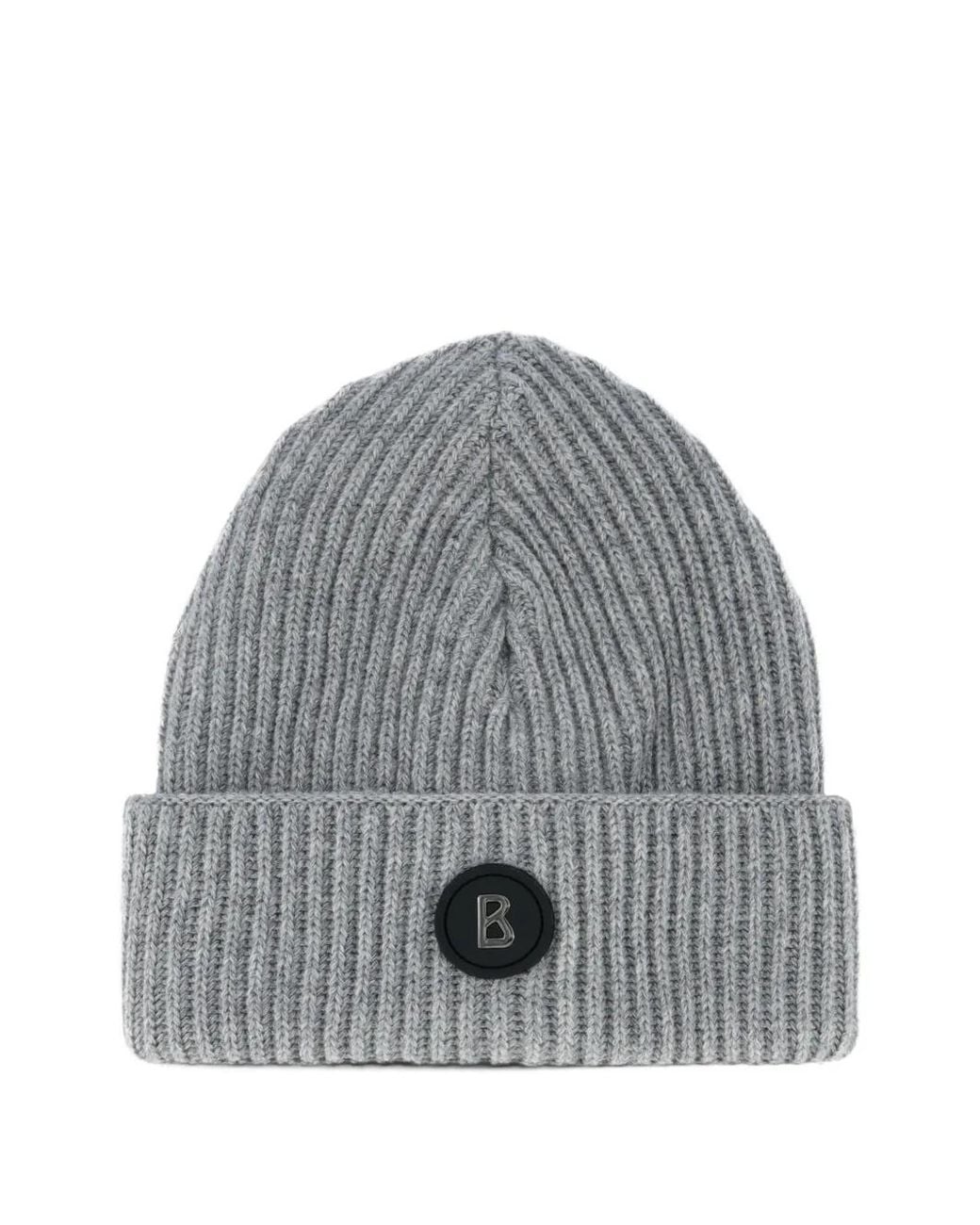 Bogner Gray Gustav's Ribbed-Knit Beanie Hat for men