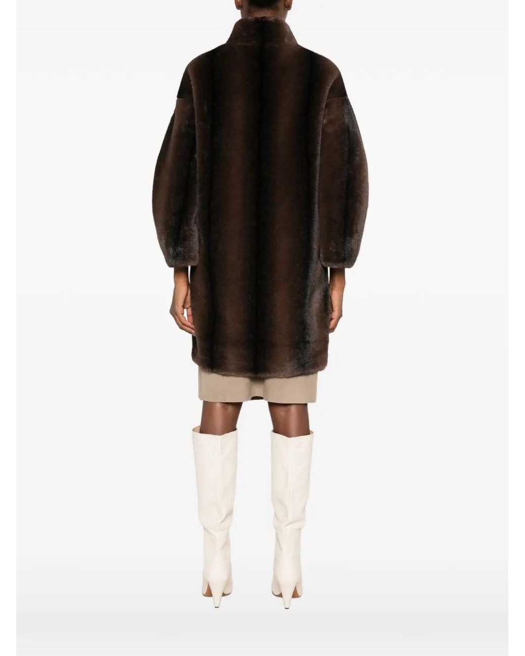 Betta Corradi Black Faux-Fur Funnel-Neck Coat