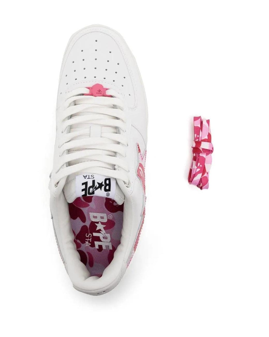 A Bathing Ape White Bape Sta Low-Top Leather Sneakers for men