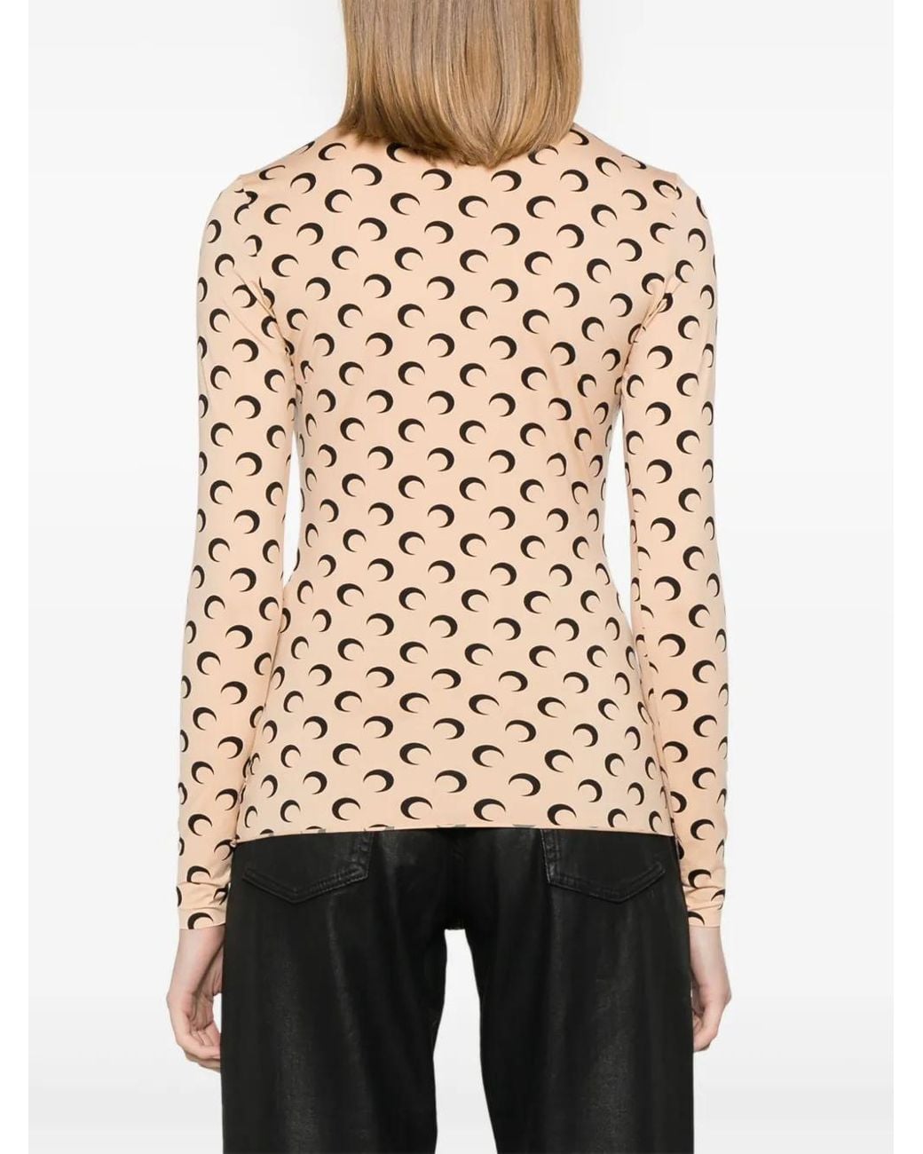 MARINE SERRE Natural Recycled Polyamide Moon Print Top
