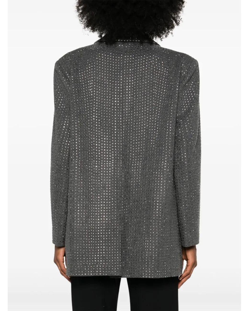 GIUSEPPE DI MORABITO Gray Rhinestone-Embellished Wool-Blend Blazer