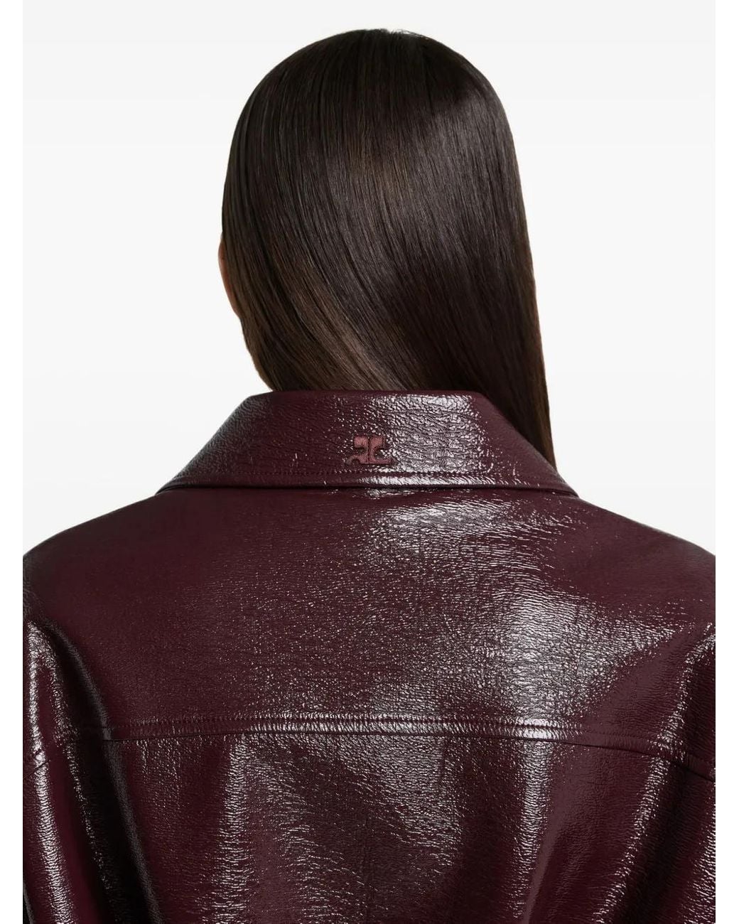 Courreges Brown Vinyl Bomber Jacket