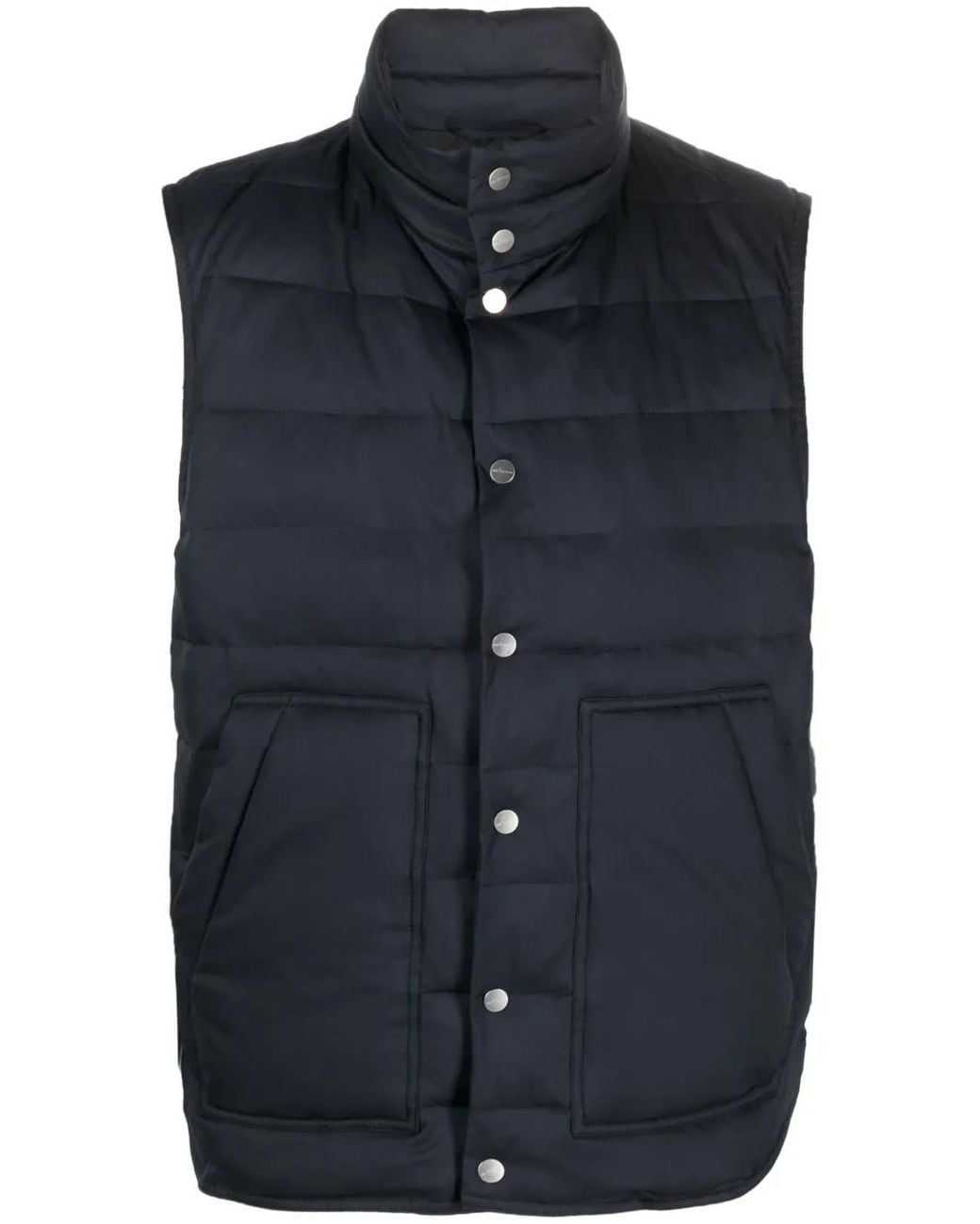 Kiton Blue Mock-Neck Padded Gilet for men