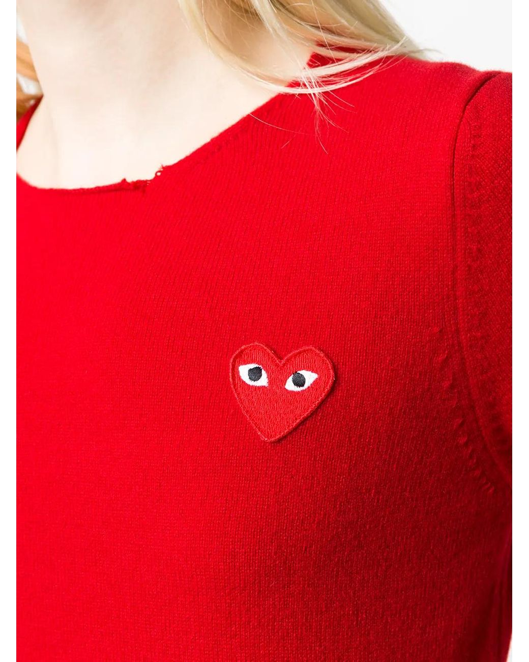 COMME DES GARÇONS PLAY Red Heart-Appliqué Sweater