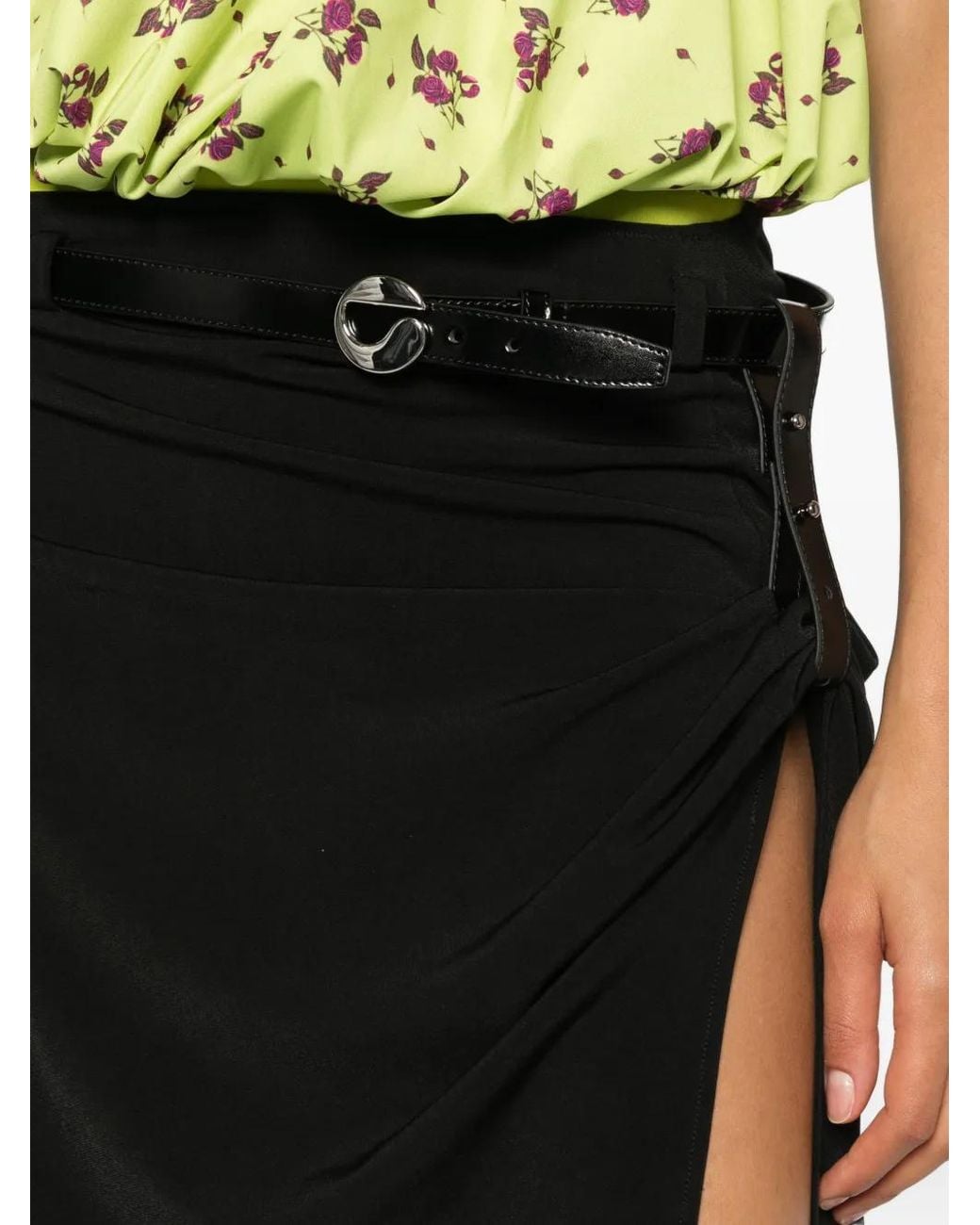 Coperni Black Fitted High Slit Midi Skirt