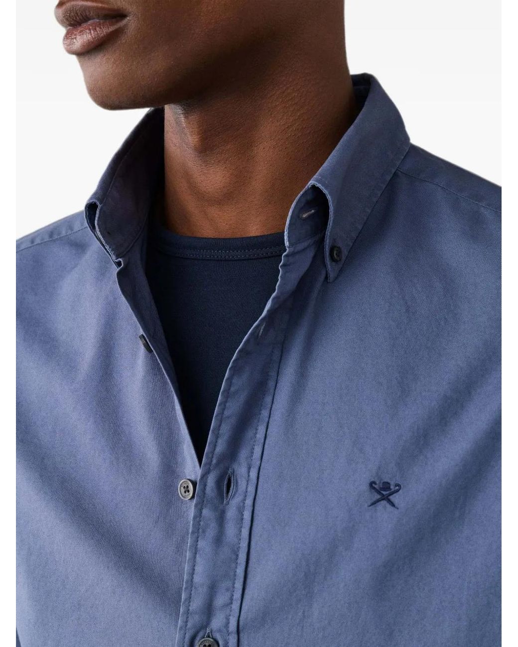 Hackett Blue Embroidered-Logo Shirt for men