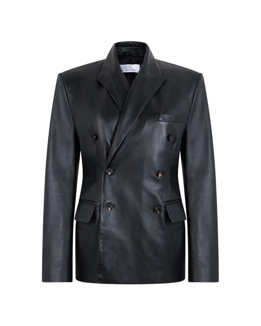 GIUSEPPE DI MORABITO Black Double-Breasted Leather Blazer
