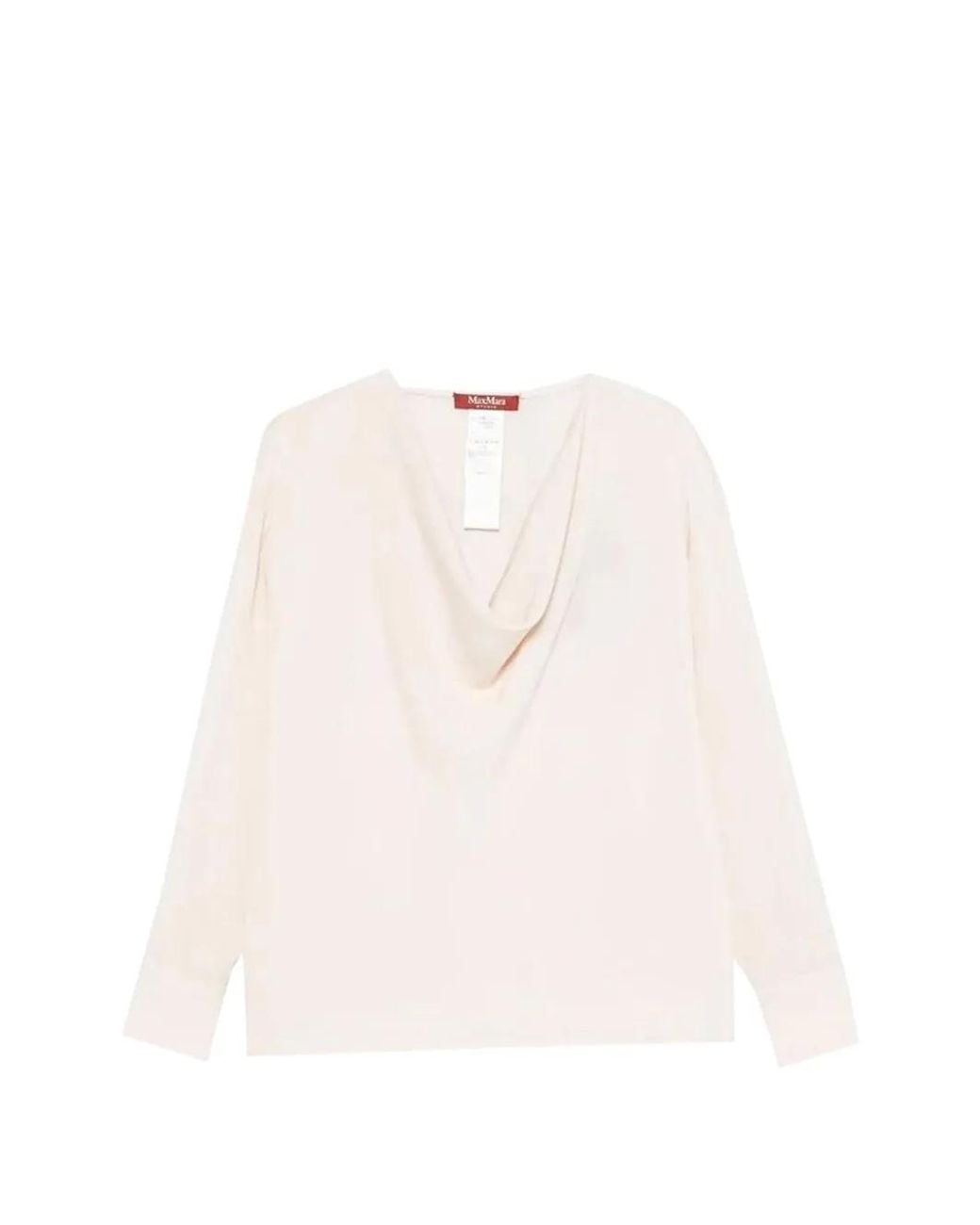 Max Mara Pink Cowl-Neck Long-Sleeve Blouse