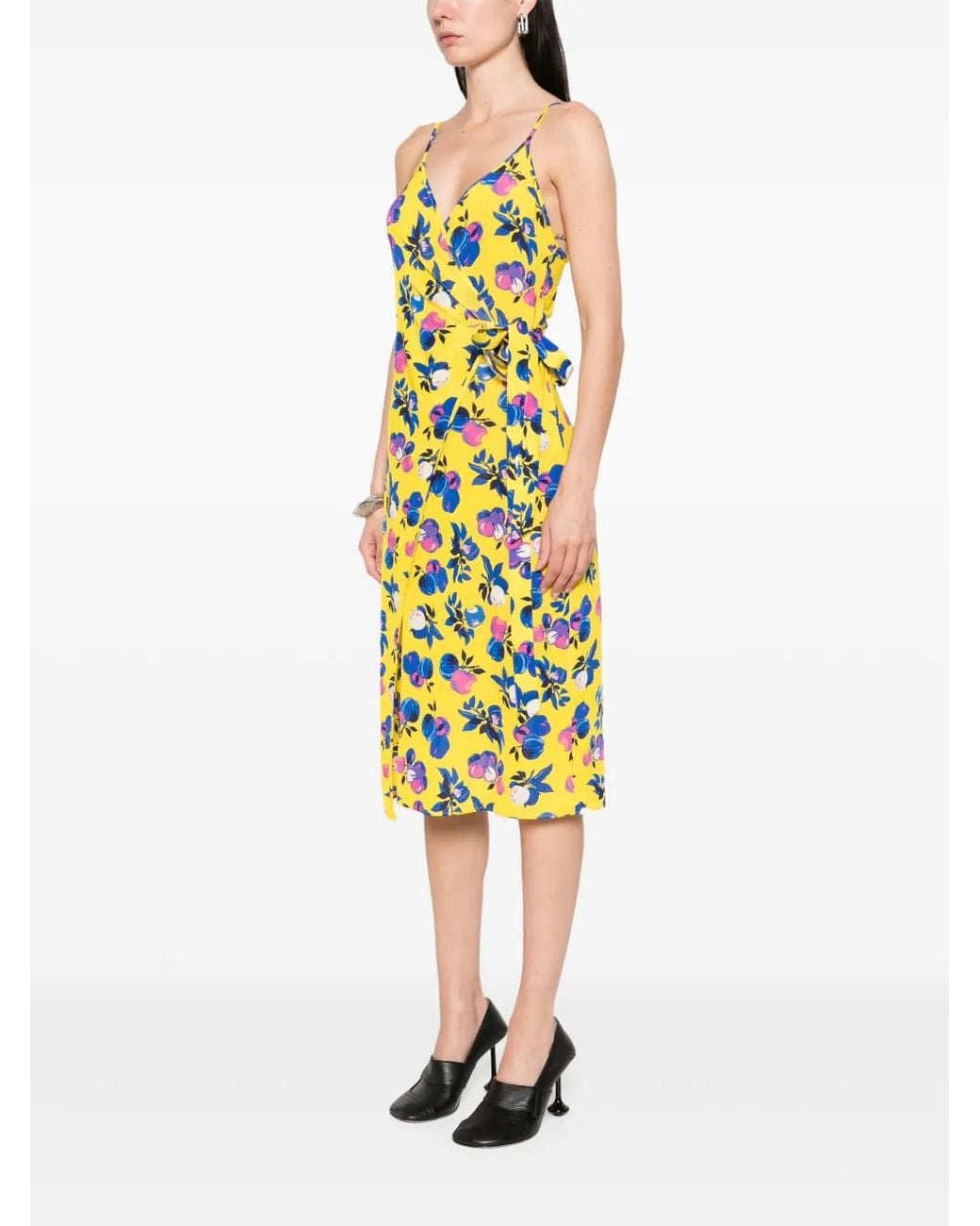 Coperni Yellow Floral Print Midi Dress