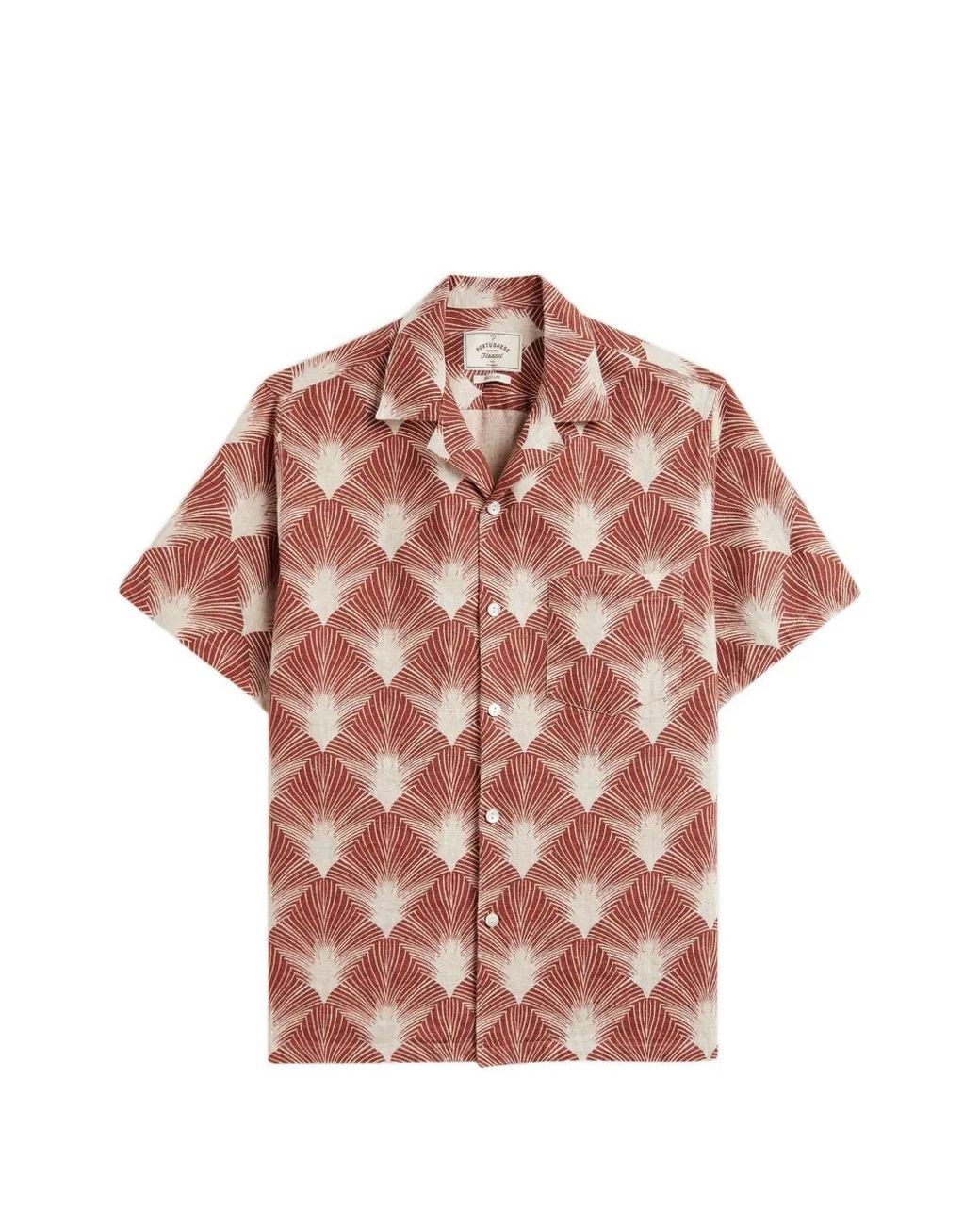 Portuguese Flannel Pink Feathers Short-Sleeve Shirt for men