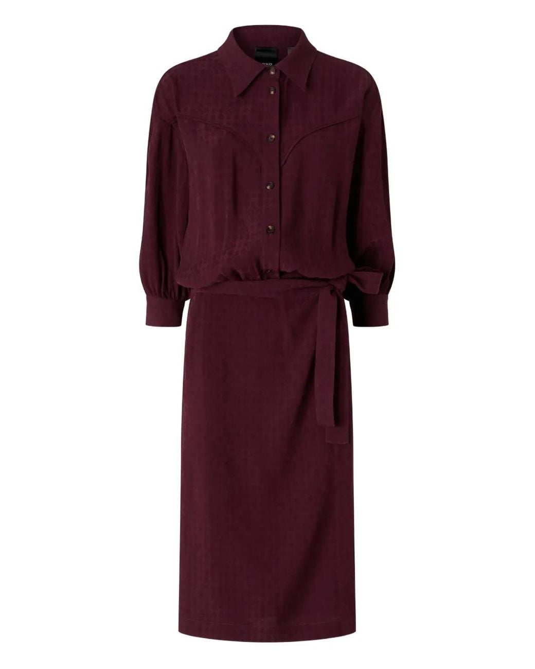 Pinko Purple Midi Tie-Waist Shirt Dress