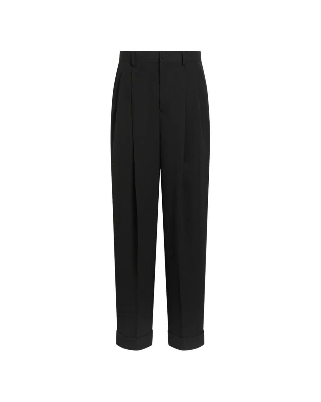 Dolce & Gabbana Black Wool Gabardine Trousers for men
