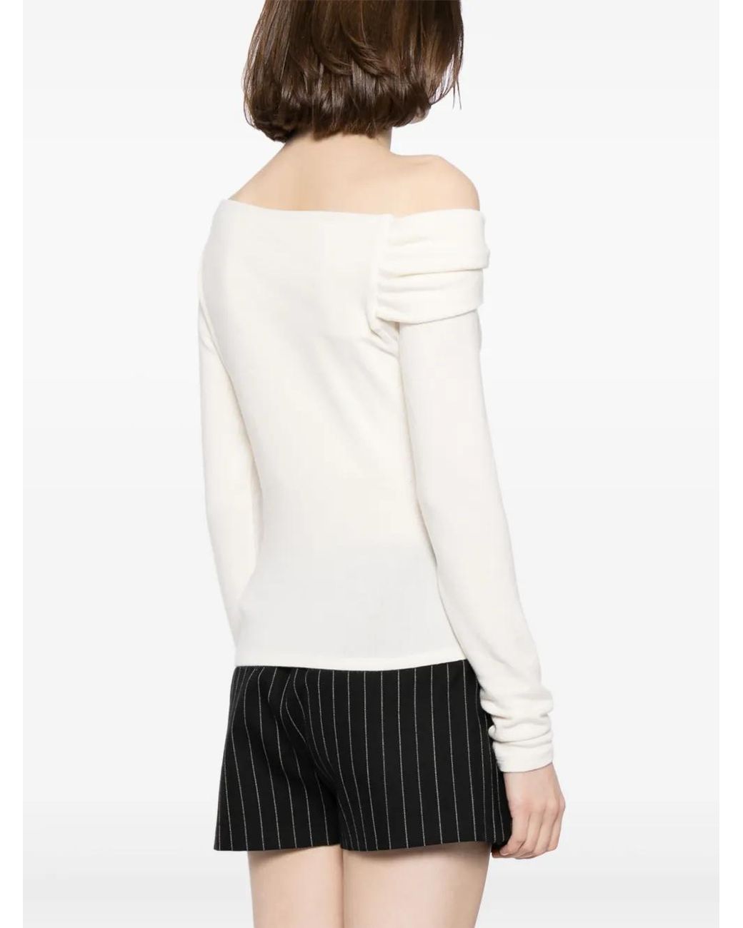 Reformation White Elio Off-Shoulder Top