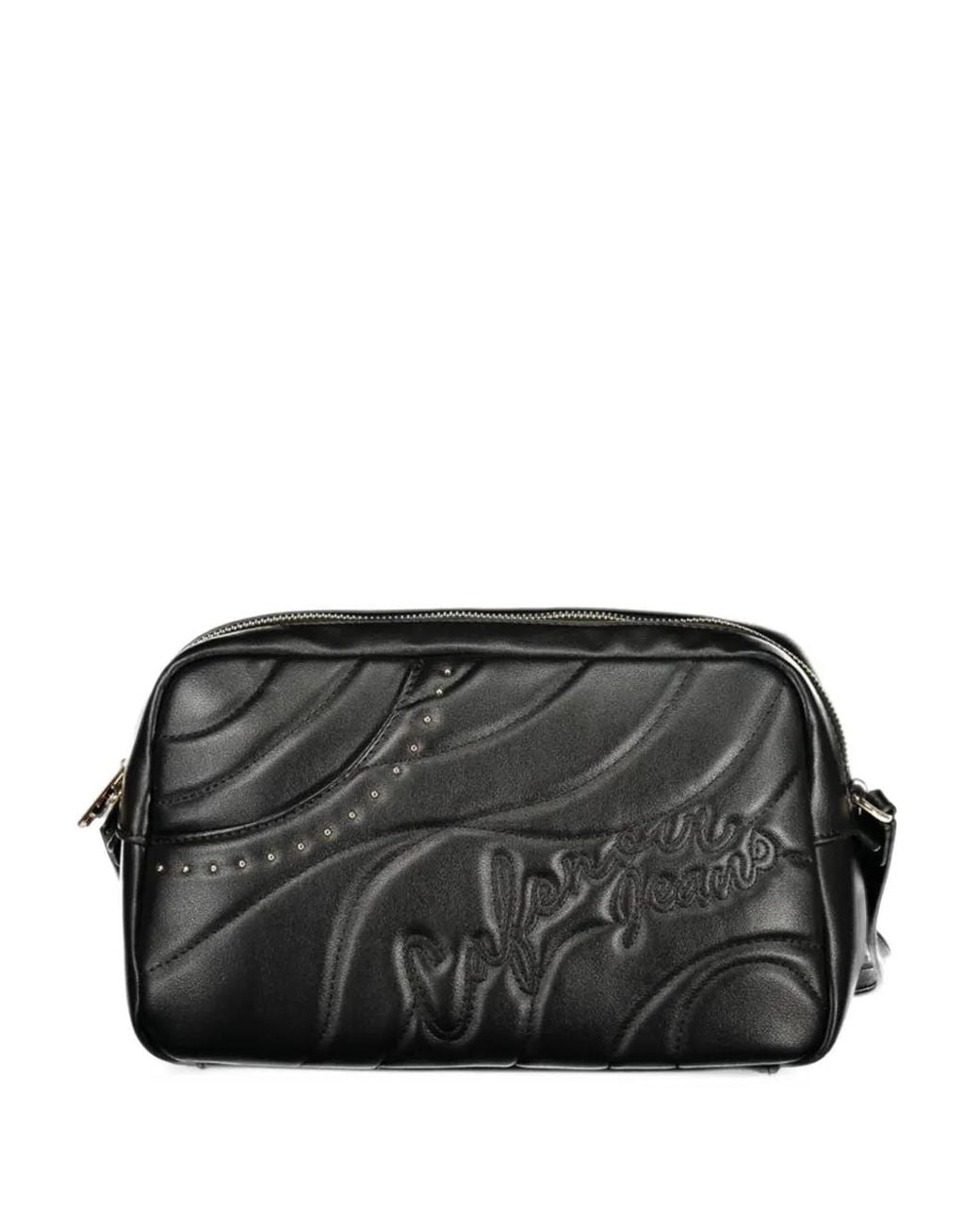 CafeNoir Black Quilted Stud-Embellished Cross Body Bag