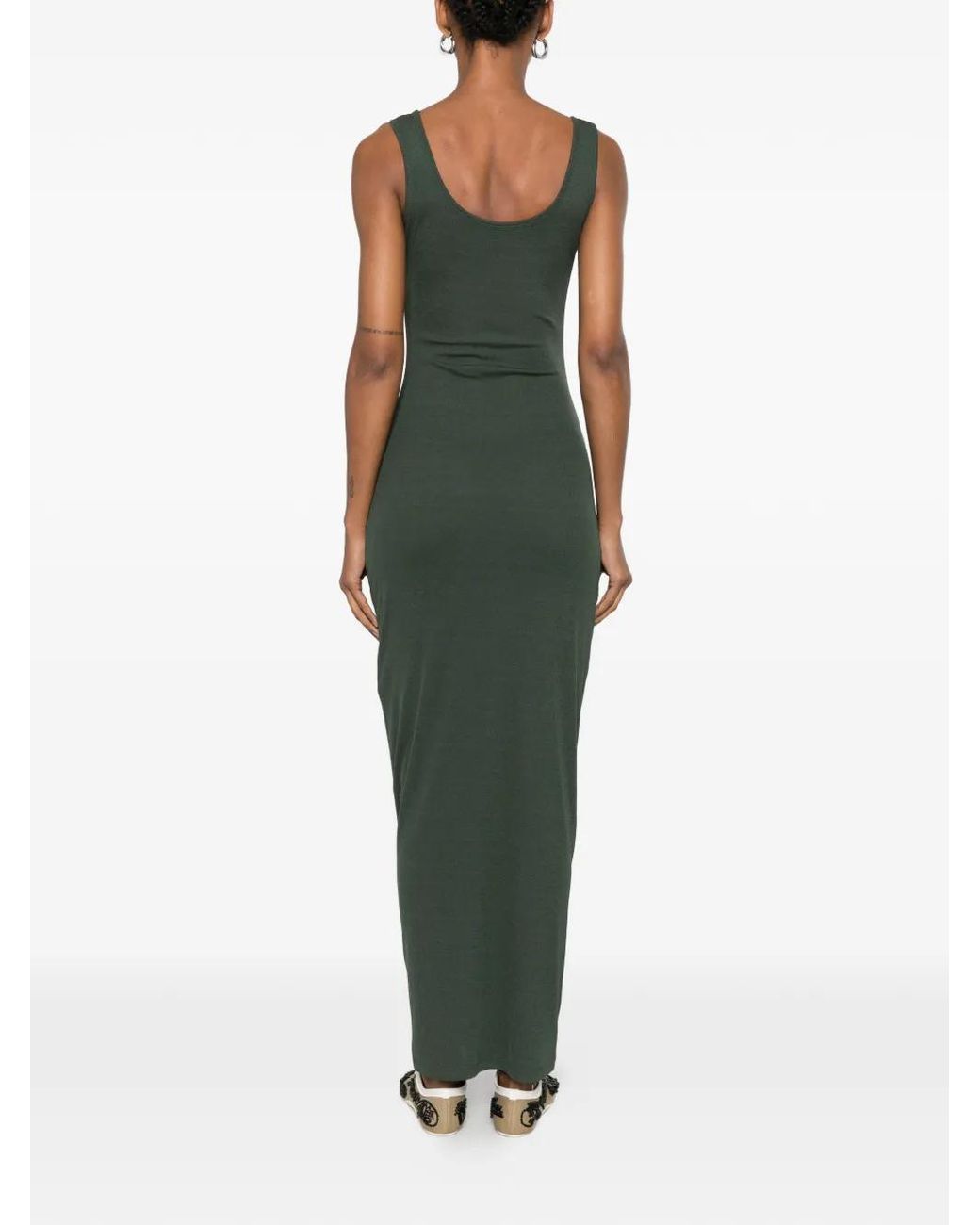 Nanushka Green Nenet Scoop-Neck Ruched Maxi Dress