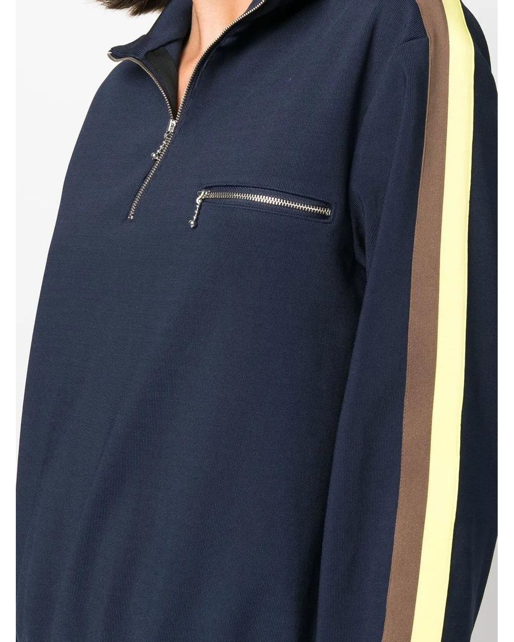 Tory Burch Blue Side-Stripe Detail Sweatshirt