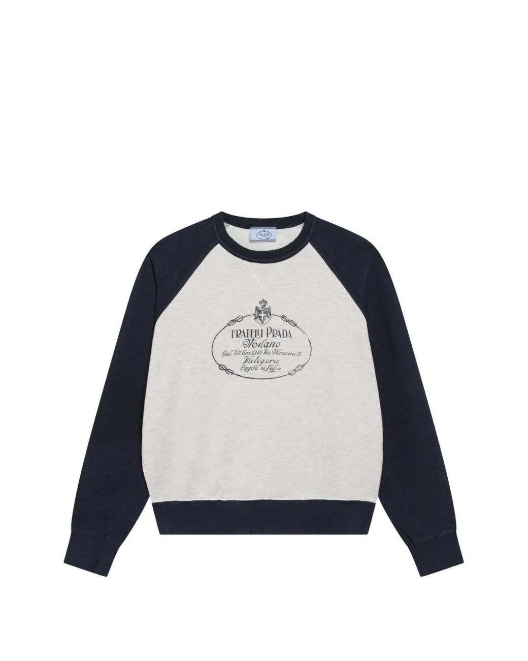 Prada Blue Cotton Crew-Neck Sweatshirt