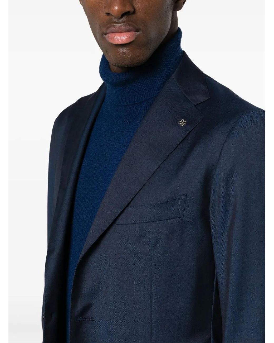 Tagliatore Blue Notch-Lapels Single-Breasted Blazer for men