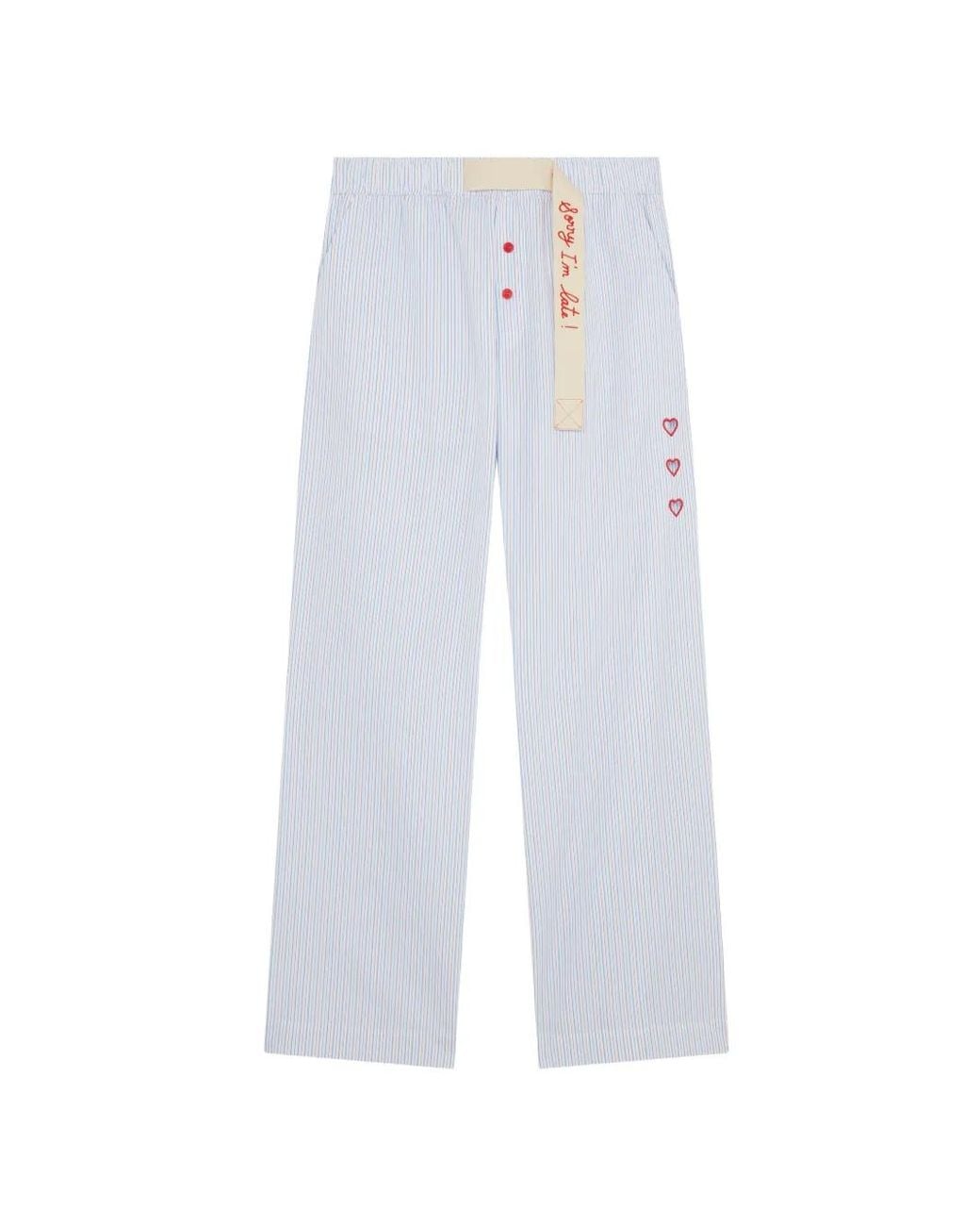 MIRA MIKATI White Stripe-Pattern Embroidered-Heart Trousers