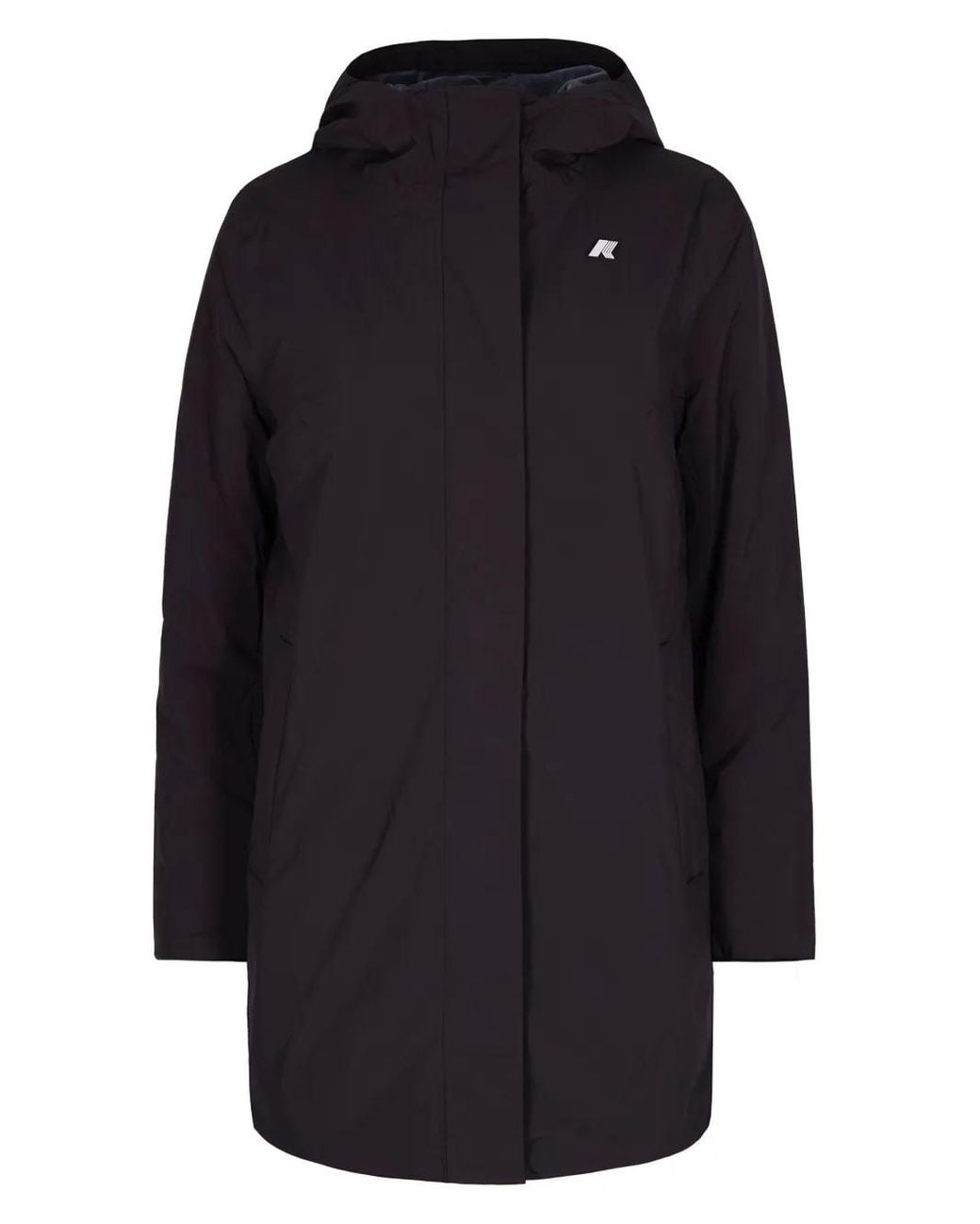K-Way Blue Sophie Hooded Logo-Patch Jacket